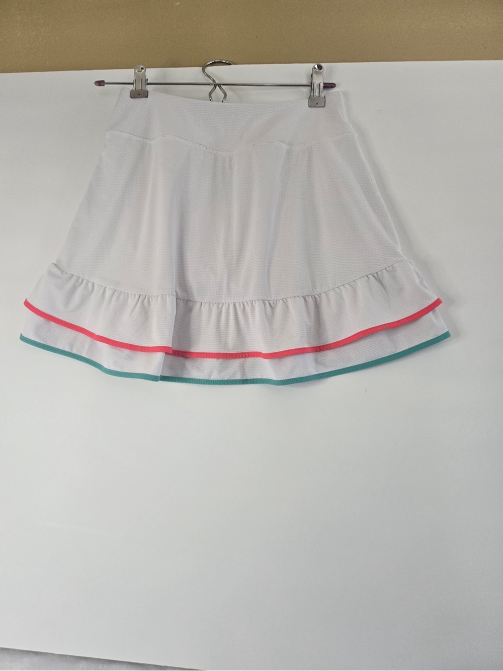 Gottex White A-Line Skirt with Pink and Teal Trim